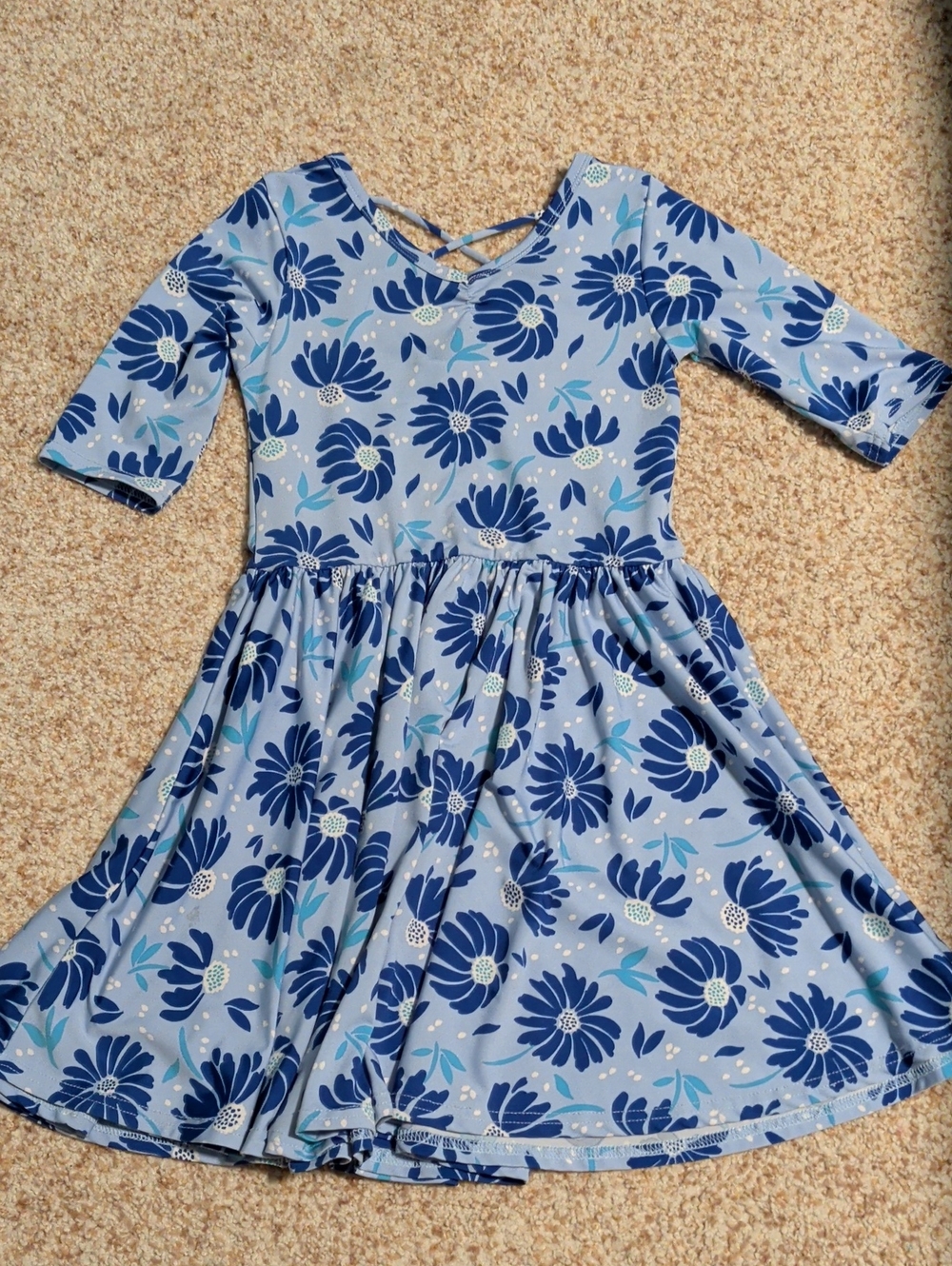 Girls Blue Floral Twirl Dress Dot Dot Smile